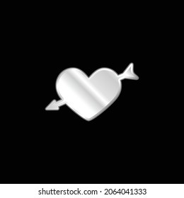 Arrow And Heart silver plated metallic icon