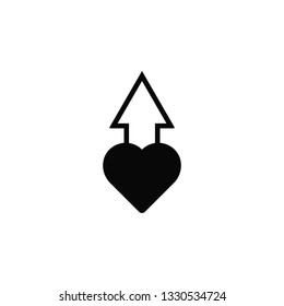 Arrow, heart, up, icon. Element of arrow for mobile concept and web apps illustration. Thin flat icon for website design and development, app development. Premium icon on white background