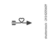 Arrow with heart vector icon. filled flat sign for mobile concept and web design. Heart Arrow glyph icon. Symbol, logo illustration. Vector graphics