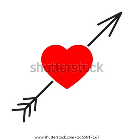 Arrow with heart vector icon. Love arrow illustration sign. Cupid symbol. Bow and arrows logo. Valentine's Day web icon.