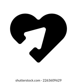 Arrow in heart vector icon. Arrow on heart vector icon.