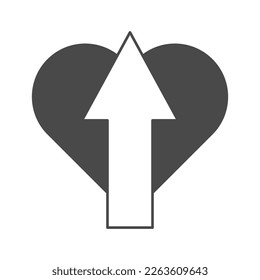 Arrow in heart vector icon. Arrow on heart vector icon.