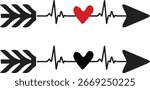 Arrow Heartbeat Line With a Heart Vector File Free Download