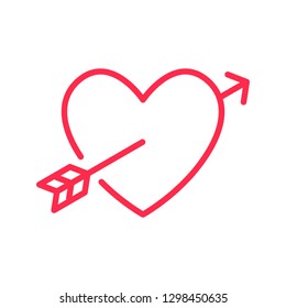 Arrow hearth icon.  Fall in Love sign symbol. Valentines Day.