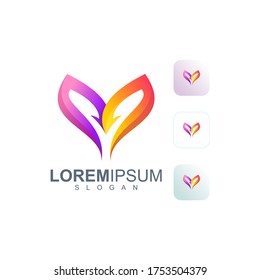 arrow hearth logo design vector premium