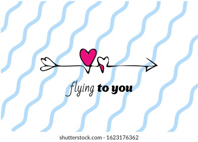 Arrow with hearts. Love message. 
Valentine's Day. Template for stickers, greeting, 
scrapbooking, greetings, invitations, cards. Vector-02