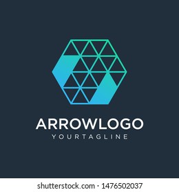 Up Arrow hexagon abstract logo design. Arrow icon. Delivery icon. Web, Digital, Marketing, Network icon. construction concept. -vector
