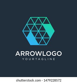 UP Arrow hexagon abstract logo design. Arrow icon. Delivery icon. Web, Digital, Marketing, Network icon. construction concept. -vector