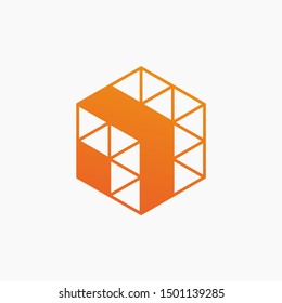 Up Arrow hexagon abstract logo design. Arrow icon. Delivery icon. Web, Digital, Marketing, Network icon. construction concept. -vector