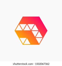 Up Arrow hexagon abstract logo design. Launch icon. Delivery icon. Web, Digital, Marketing, Network icon. construction concept. -vector