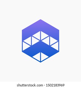 Up Arrow hexagon abstract logo design. Arrow icon. Delivery icon. Web, Digital, Marketing, Network icon. construction concept. -vector