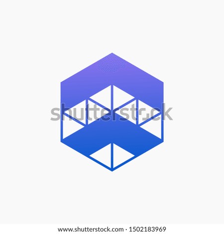 Up Arrow hexagon abstract logo design. Arrow icon. Delivery icon. Web, Digital, Marketing, Network icon. construction concept. -vector