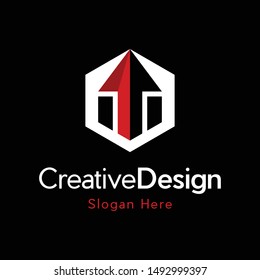 Arrow Up Hexagon Creative Modern Logo