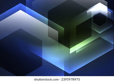 Fondo de las formas brillantes del neón hexágono de flecha. Ilustración vectorial para fondo de escritorio, pancarta, fondo, tarjeta, ilustración del libro, página de inicio