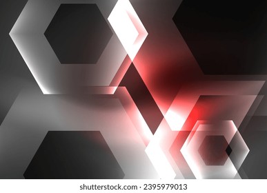 Arrow hexagon neon light glowing shapes background. Vector illustration For Wallpaper, Banner, Background, Card, Book Illustration, landing page
