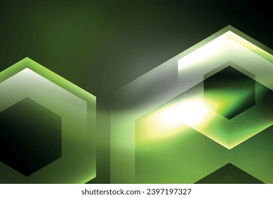 Arrow hexagon neon light glowing shapes background. Vector illustration For Wallpaper, Banner, Background, Card, Book Illustration, landing page