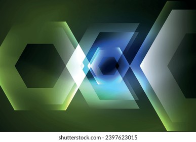 Arrow hexagon neon light glowing shapes background. Vector illustration For Wallpaper, Banner, Background, Card, Book Illustration, landing page