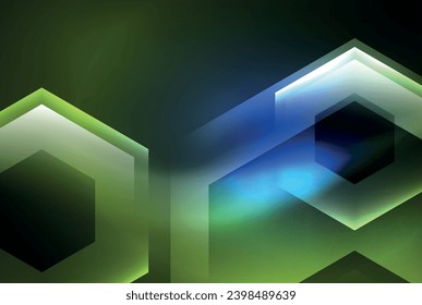 Arrow hexagon neon light glowing shapes background. Vector illustration For Wallpaper, Banner, Background, Card, Book Illustration, landing page