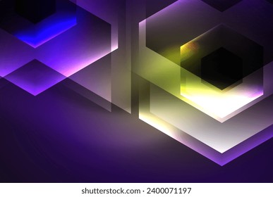 Arrow hexagon neon light glowing shapes background. Vector illustration For Wallpaper, Banner, Background, Card, Book Illustration, landing page