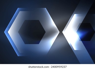 Arrow hexagon neon light glowing shapes background. Vector illustration For Wallpaper, Banner, Background, Card, Book Illustration, landing page