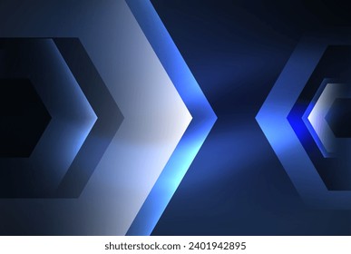 Arrow hexagon neon light glowing shapes background. Vector illustration For Wallpaper, Banner, Background, Card, Book Illustration, landing page