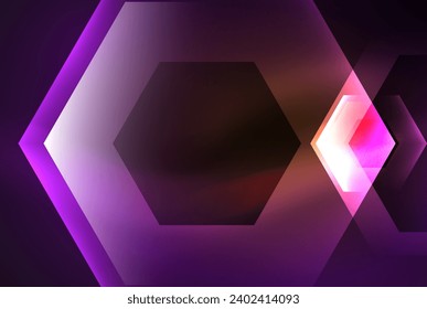Arrow hexagon neon light glowing shapes background. Vector illustration For Wallpaper, Banner, Background, Card, Book Illustration, landing page