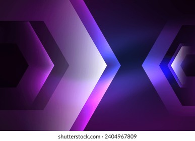 Arrow hexagon neon light glowing shapes background. Vector illustration For Wallpaper, Banner, Background, Card, Book Illustration, landing page
