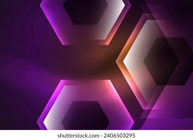 Arrow hexagon neon light glowing shapes background. Vector illustration For Wallpaper, Banner, Background, Card, Book Illustration, landing page