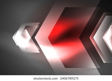 Arrow hexagon neon light glowing shapes background. Vector illustration For Wallpaper, Banner, Background, Card, Book Illustration, landing page