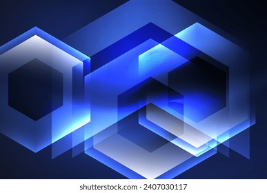 Pfeilhexagon Neon hellglühende Formen Hintergrund. Vektorgrafik für Tapete, Banner, Hintergrund, Karte, Buchillustration, Landungsseite
