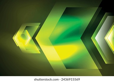 Luz de neón hexágono de flecha brillante formas de fondo. Ilustración vectorial para fondo de pantalla, banner, fondo, tarjeta, ilustración de libro, página de destino