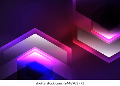 Flecha hexágono luz de neón brillante Formas de fondo. Ilustración vectorial Para Fondo de pantalla, Anuncio, Fondo, Tarjeta, Ilustración de libro, página de destino