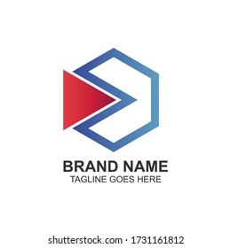 Arrow and hexagon shape logo design
