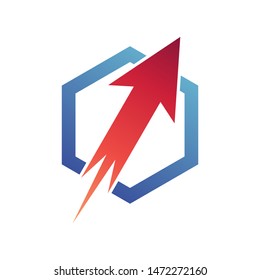 Arrow With Hexagonal Logo Design