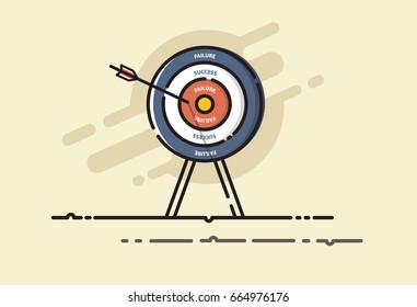 Arrow hit the FAIL on target. Fail aiming to failure bullseye. Business , Financial and Investment concept. MBE design. Vector illustrator.