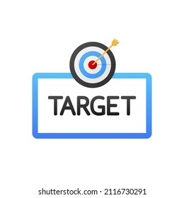 Arrow hit goal ring in archery target. Vector illustration