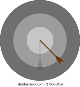 Arrow hit goal ring in archery target.