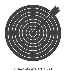 Arrow hit goal ring in target, vector silhouette