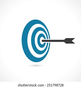 arrow hit right on target. concept of achieving the goal. vector icon