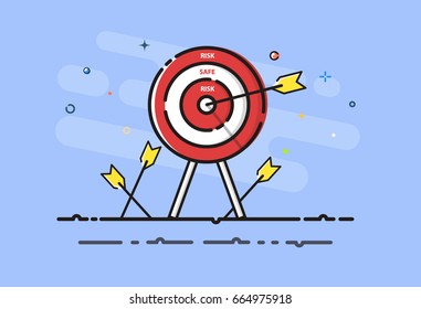 Arrow hit the SAFE on target. Successful aiming to safe bullseye. Business , Financial and Investment concept. MBE design. Vector illustrator.