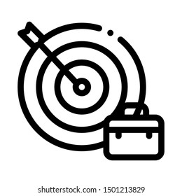 Arrow Hit Target And Case Job Hunting Vector Icon Thin Line. Contour Illustration
