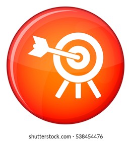 Arrow hit the target icon in red circle isolated on white background vector illustration