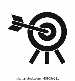 Arrow hit the target icon in simple style isolated on white background