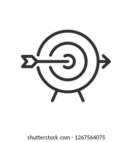 arrow hit the target. linear icon. Line with editable stroke