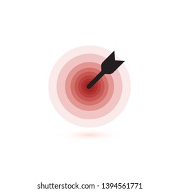 Arrow hit target vector icon. flat winner symbol template. Modern emblem idea. Concept design for business. Isolated vector illustration on white background.