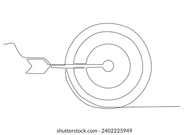 Una flecha golpea el objetivo. Dibujo de una línea de objetivo comercial