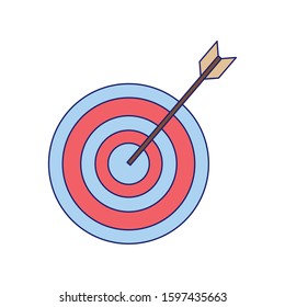 arrow hits the target, target icon over white background, vector illustration