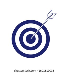 arrow hits the target, target icon over white background, flat design, vector illustration