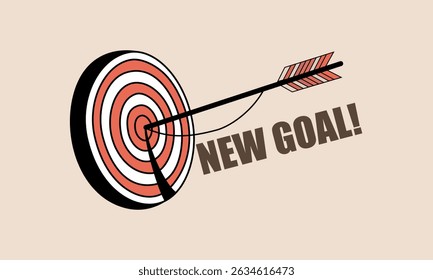 Uma seta acertando o alvo com o texto "Novo Objetivo", simbolizando motivação, conquista e foco estratégico.