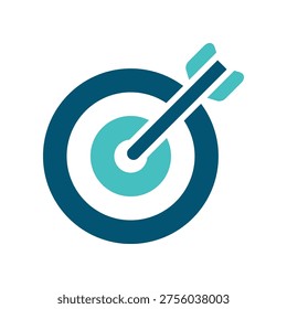 An arrow hitting the center of a target represents a business goal and precise aim. This graphic suits strategy presentations, performance dashboards, sales plans, and achievement materials